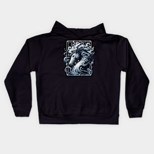 Monochromatic Outline Hippocampus Seahorse Kids Hoodie